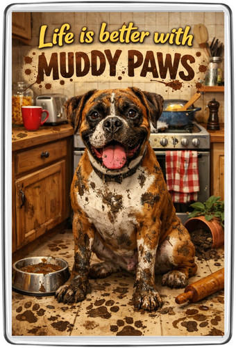 Funny muddy boxer - funny, dog